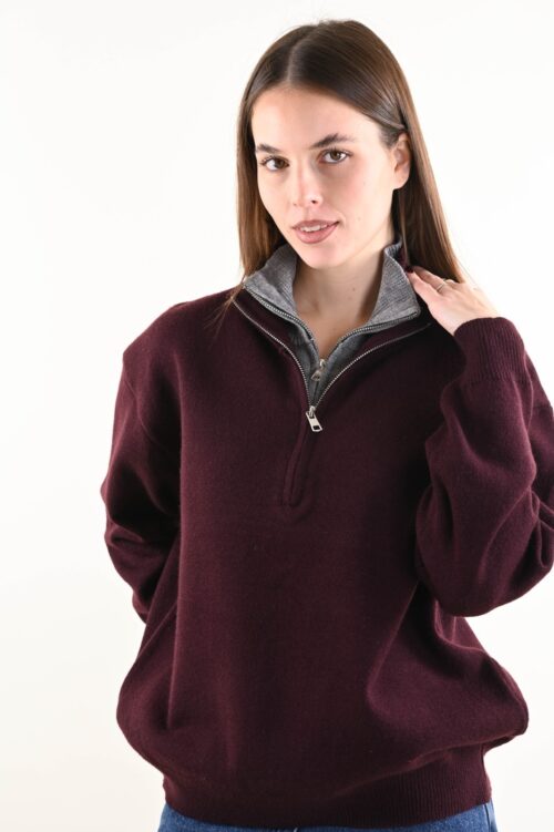 Alternative view of MAGLIA DONNA CON ZIP E COLLO ALTO DOPPIO STRATO