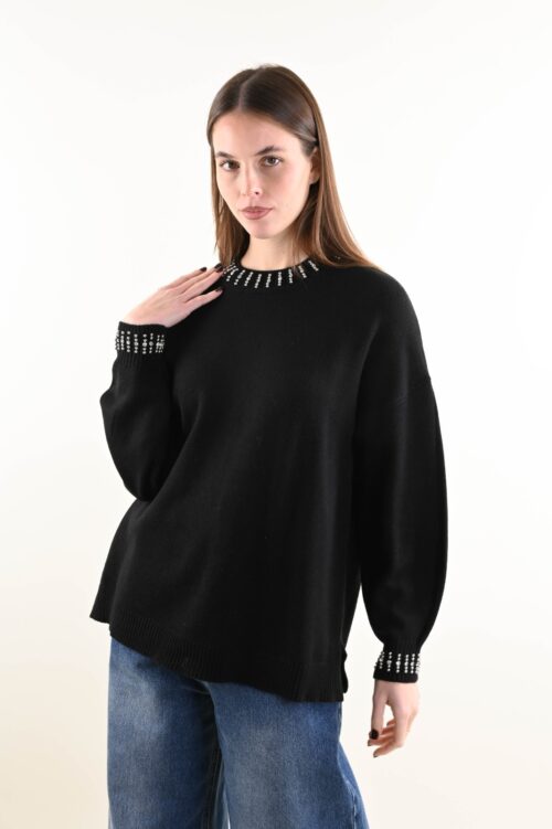 Alternative view of MAGLIA ELEGANTE CON APPLICAZIONI GIOIELLO