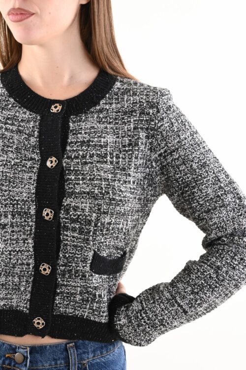 Alternative view of CARDIGAN CORTO STILE TWEED CON BOTTONI DECORATIVI