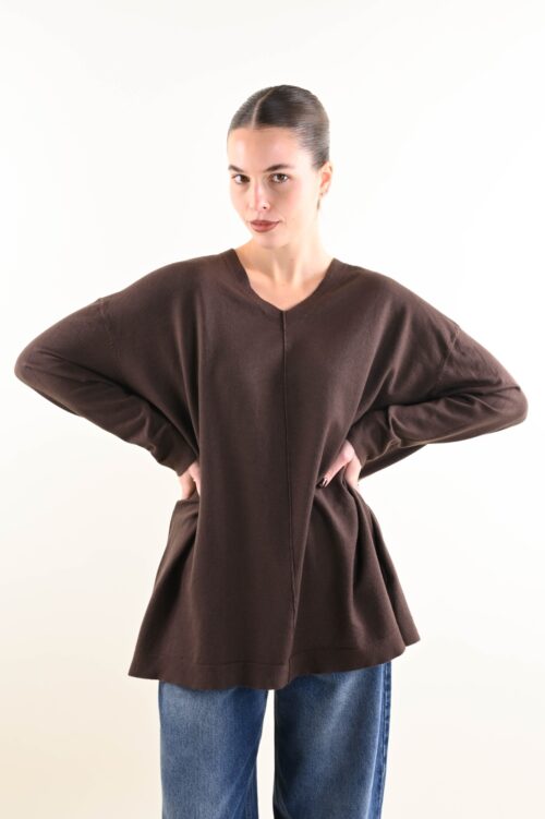 MAGLIA DONNA MORBIDA CON SCOLLO A V VESTIBILITÀ OVER