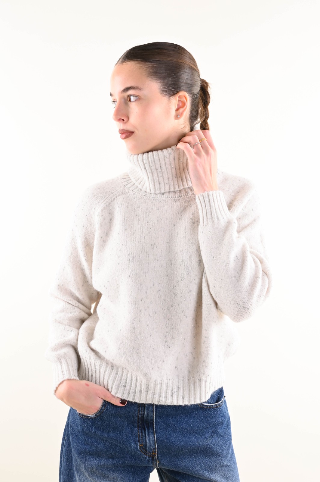 DSC_5959 DOLCEVITA DONNA MORBIDO CON FILO LUREX - Gesso, TU