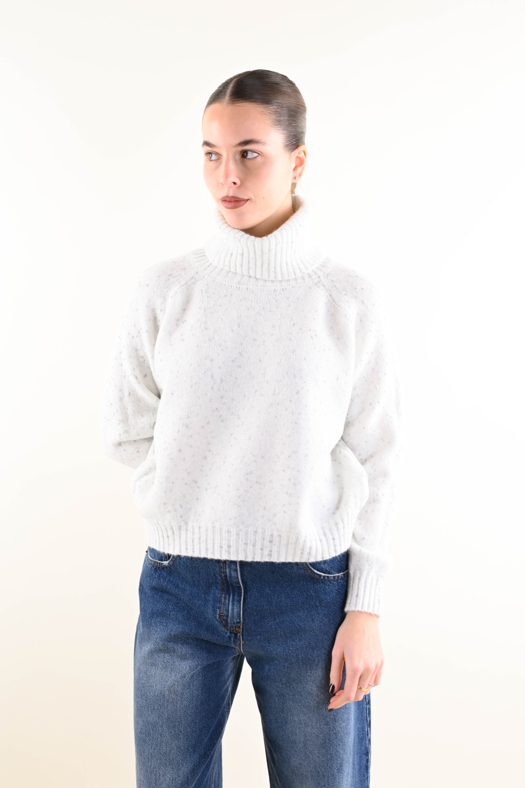 DSC_5980 DOLCEVITA DONNA MORBIDO CON FILO LUREX - Panna, TU