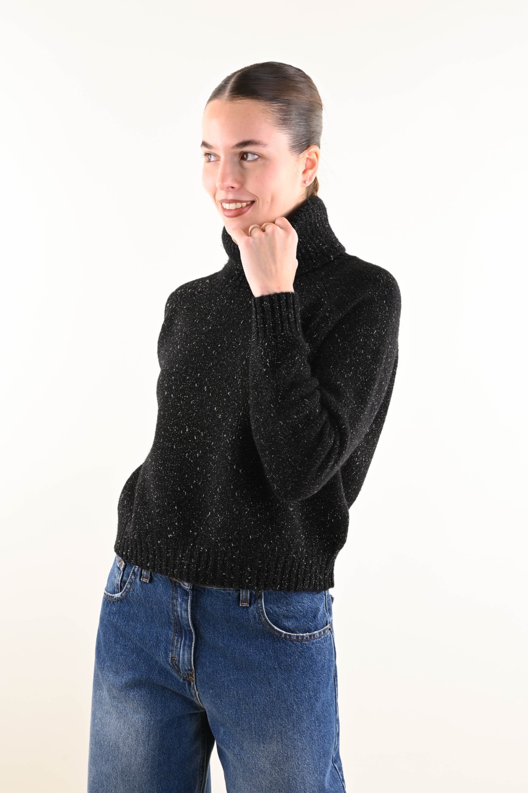 DSC_5983 DOLCEVITA DONNA MORBIDO CON FILO LUREX - Nero, TU