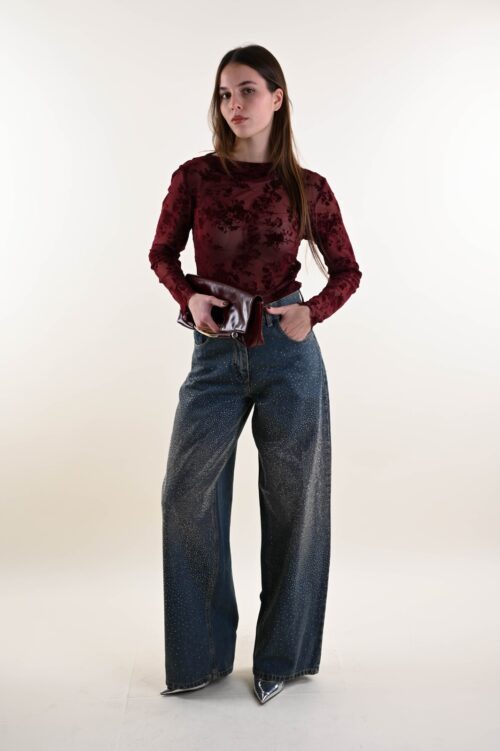 Alternative view of MAGLIA IN TULLE JACQUARD CON DRAPPEGGIO