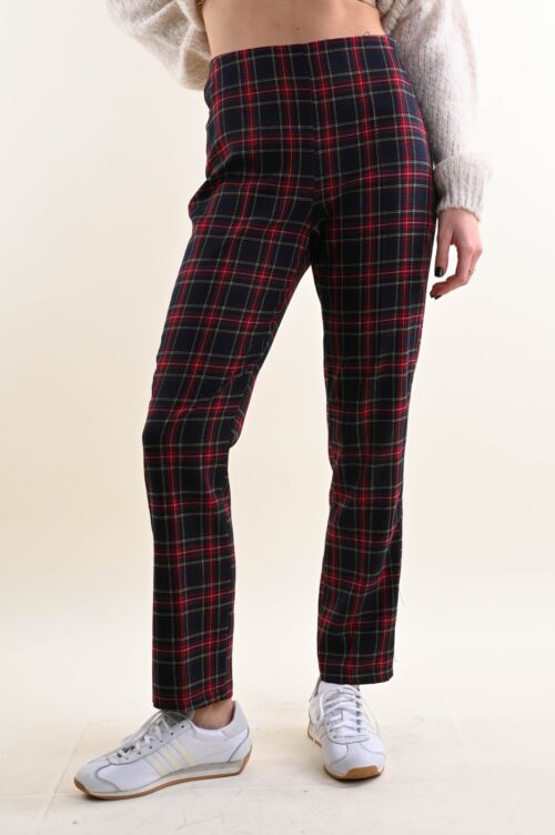 PANTALONE TARTAN CON ZIP LATERALE