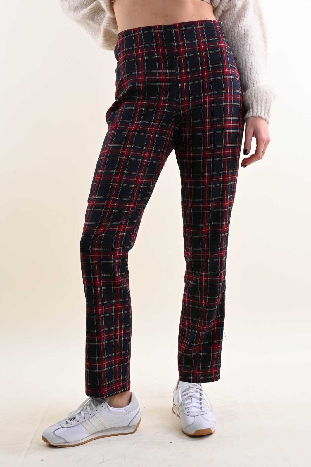 ESPT404SC0-90_BLU PANTALONE TARTAN CON ZIP LATERALE - Blue, L