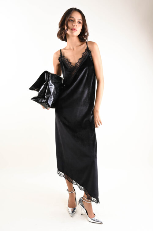 Alternative view of ABITO LUNGO IN VELLUTO CON PIZZO