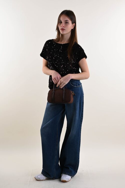 Alternative view of TOP IN VELLUTO CON PAILLETTES