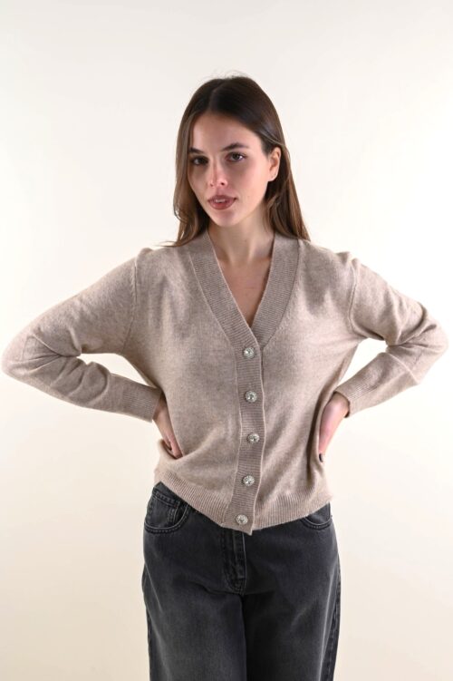 CARDIGAN MORBIDO CON BOTTONI GIOIELLO