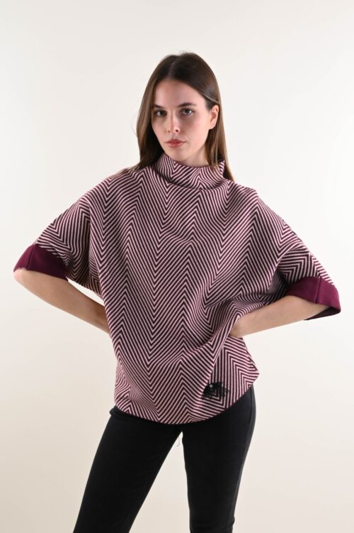 MAGLIA MOTIVO CHEVRON CON FIOCCO APPLICATO