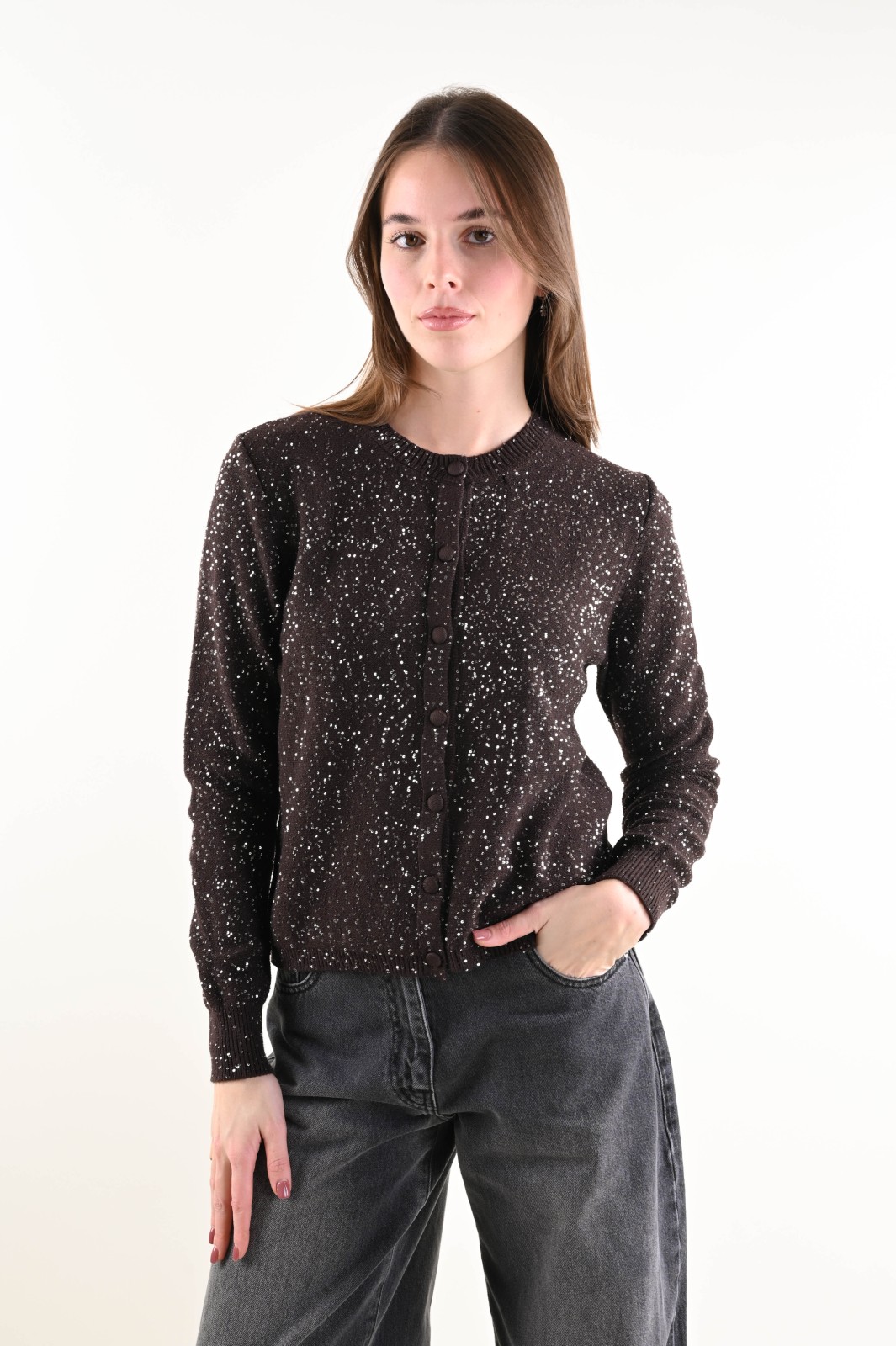 U552-90_MORO CARDIGAN IN MAGLIA CON PAILLETTES - Páramo, TU