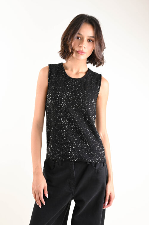 TOP IN MAGLIA CON PAILLETTES