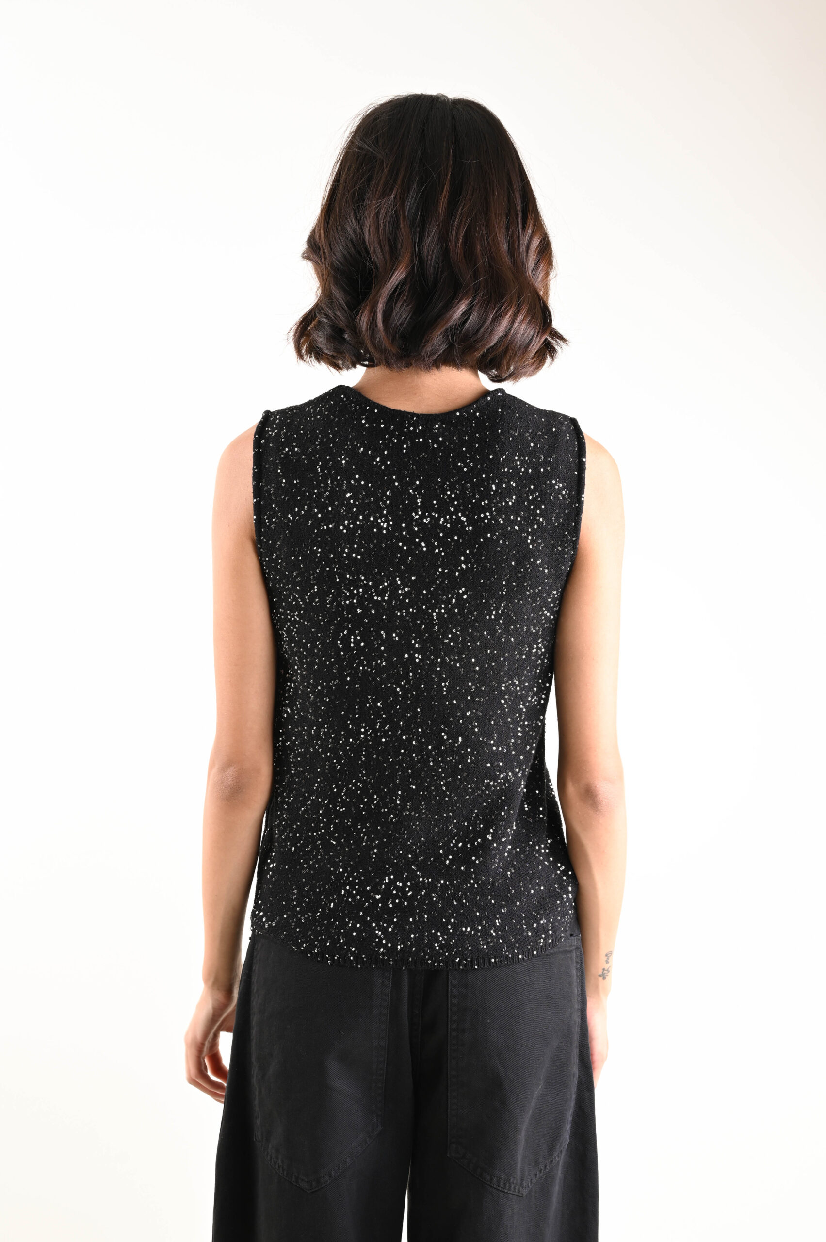 TOP IN MAGLIA CON PAILLETTES - Imagen 3