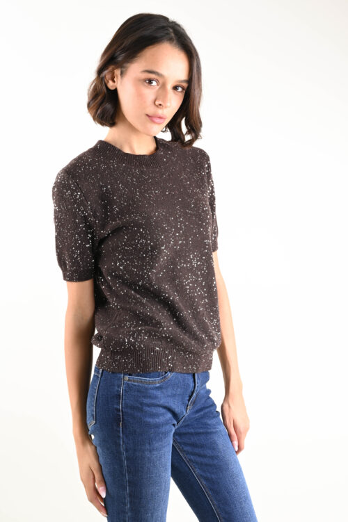 Alternative view of MAGLIA MANICHE CORTE CON PAILLETTES