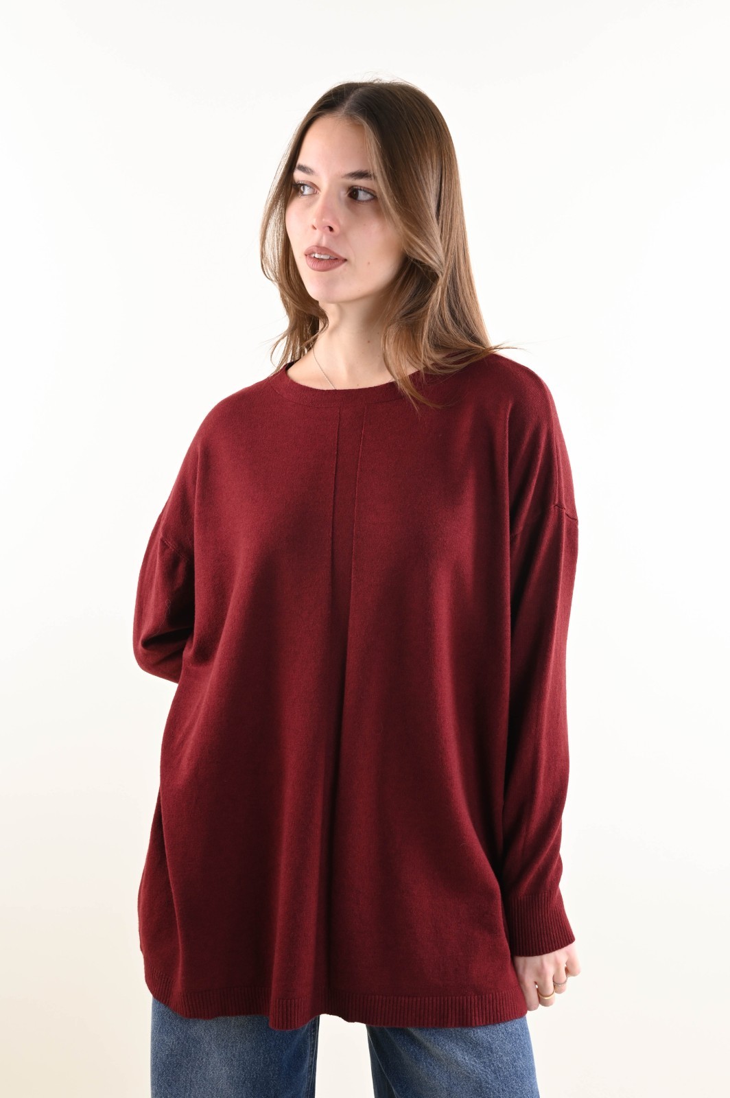 DSC_6062 MAGLIA OVER CON CUCITURA CENTRALE - Bordeaux, TU