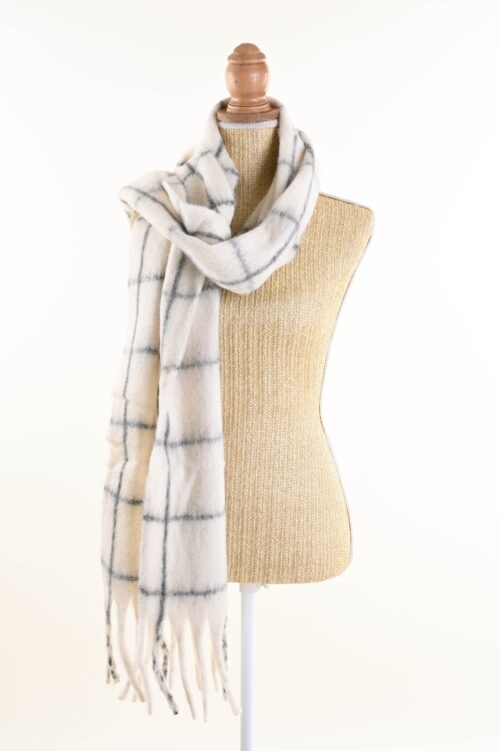 SCIARPA MORBIDA A QUADRI CON FRANGE