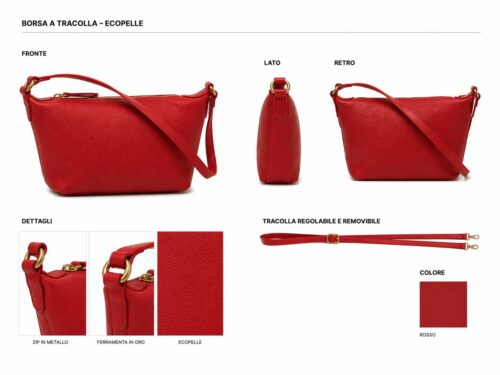 Alternative view of BORSA A SPALLA IN SIMILPELLE CON ZIP
