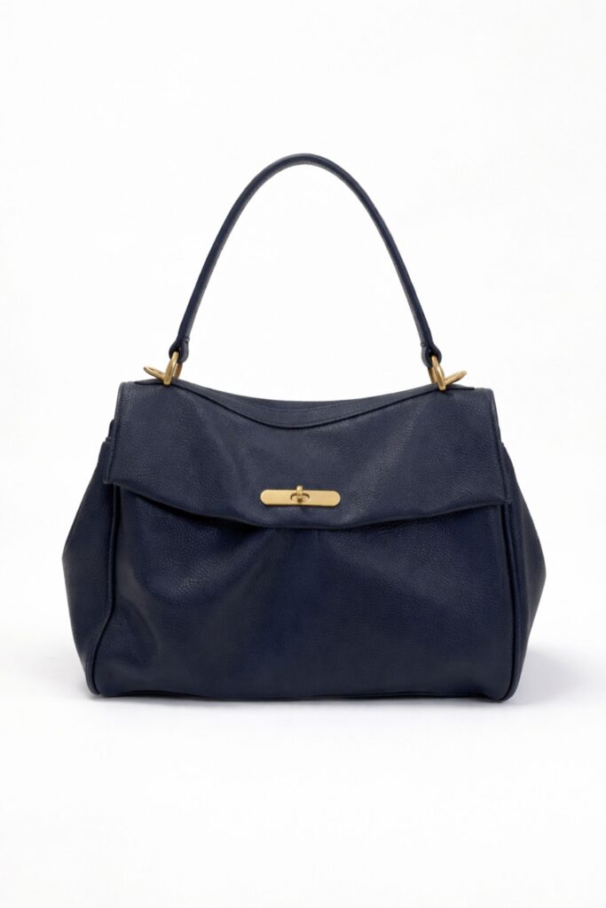 BORSA IN PELLE MARTELLATA CON CHIUSURA METALLICA 