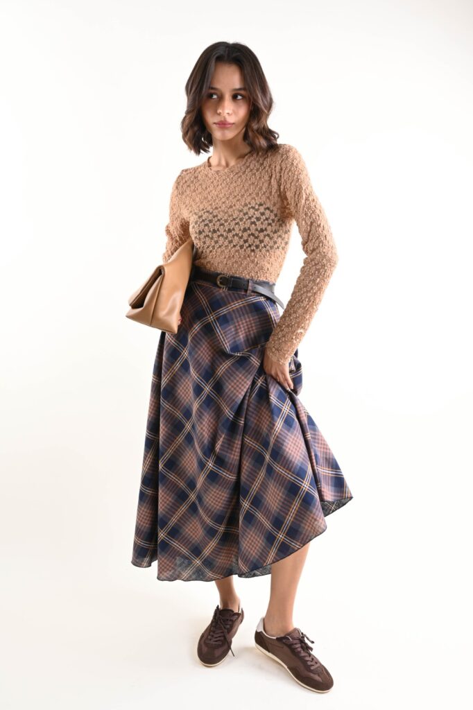 GONNA A QUADRI CON CINTURA 