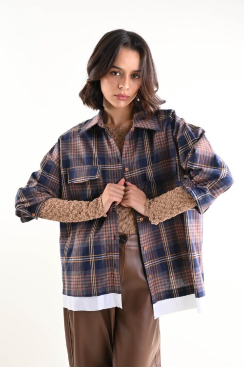 CAMICIA A QUADRI CON FONDO A CONTRASTO