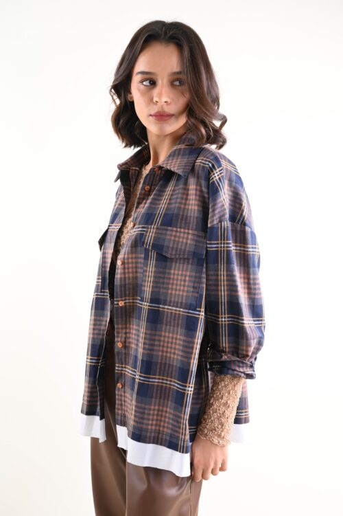 Alternative view of CAMICIA A QUADRI CON FONDO A CONTRASTO