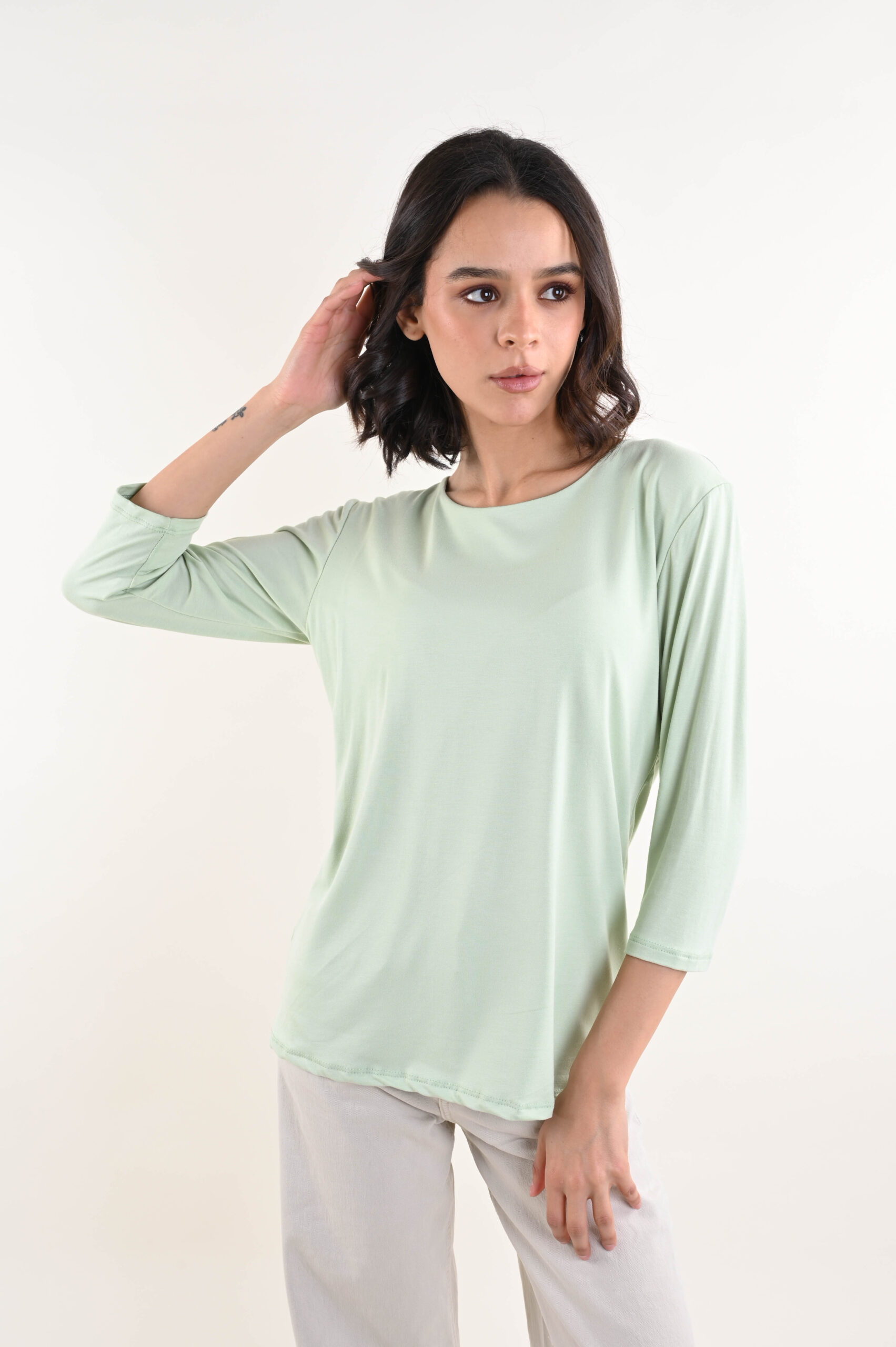 BM26111-06_ACQUA MAGLIA MANICA TRE QUARTI - Acqua, TU