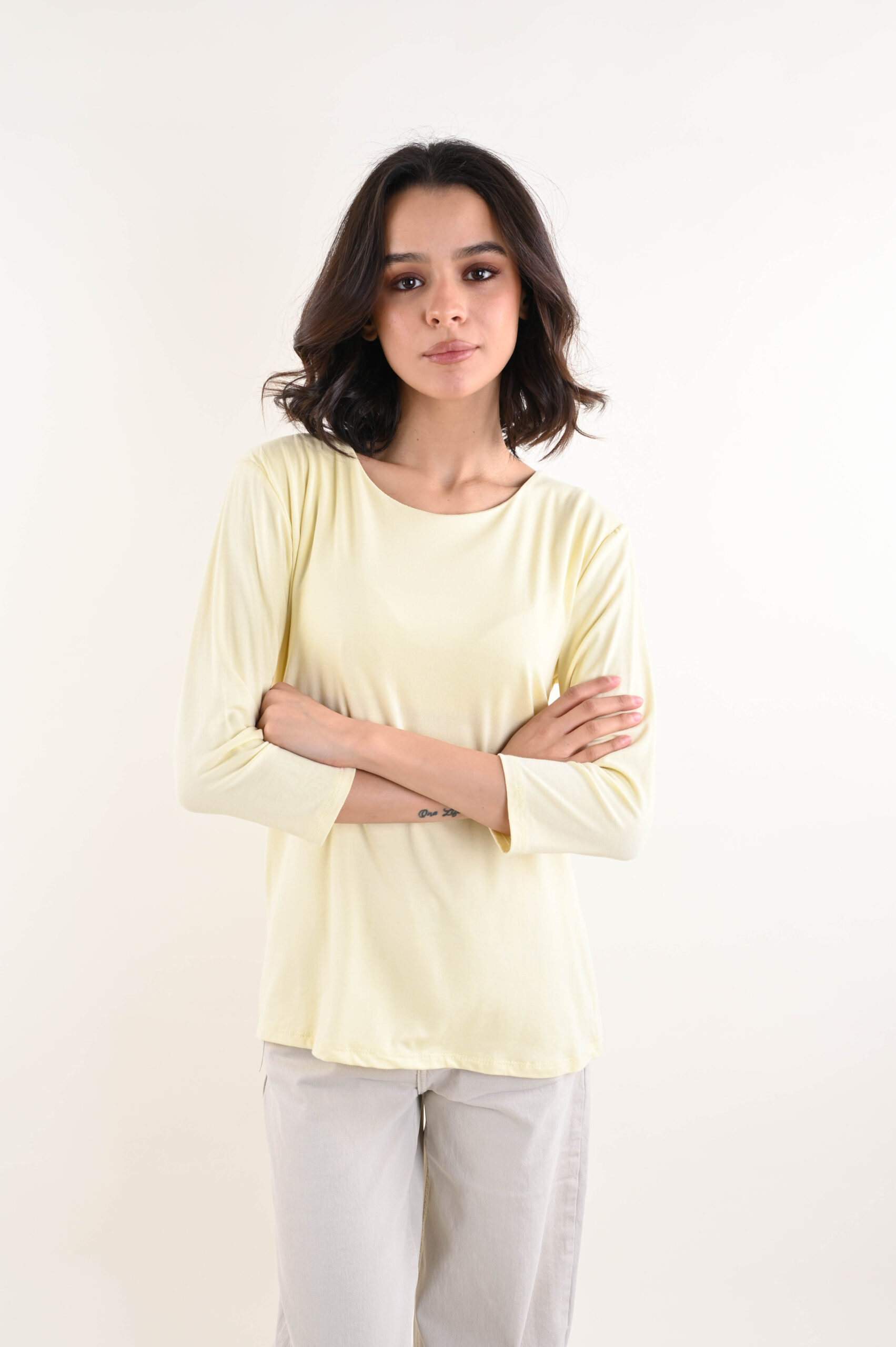 BM26111-06_GIALLO MAGLIA MANICA TRE QUARTI - Yellow, TU