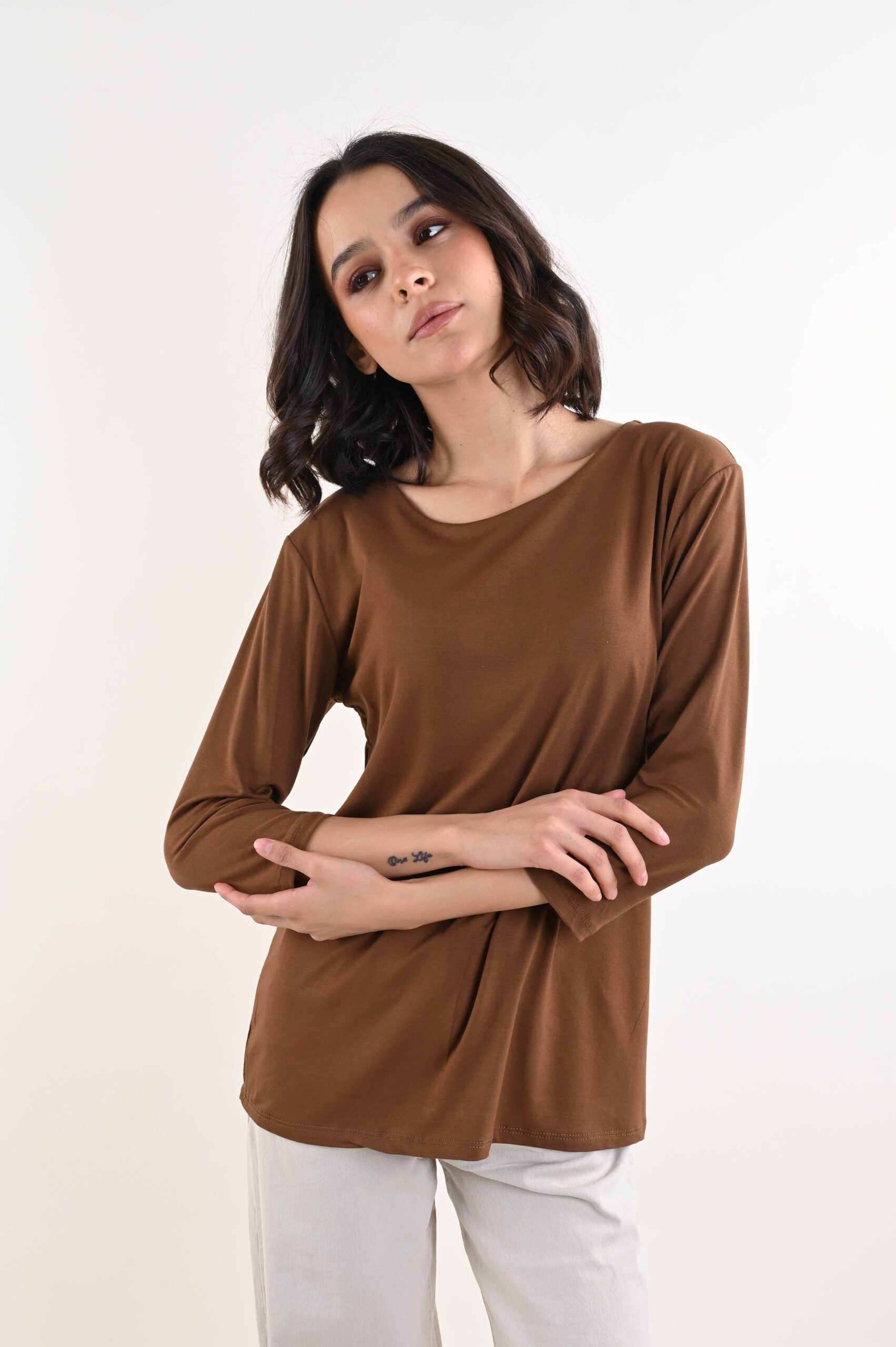 BM26111-06_TABACCO MAGLIA MANICA TRE QUARTI - Tobacco, TU