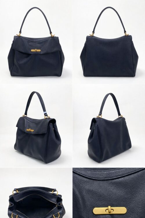 Alternative view of BORSA IN PELLE MARTELLATA CON CHIUSURA METALLICA