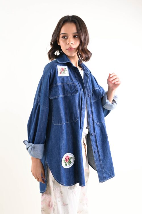 Alternative view of GIACCA DENIM CON PATCH DECORATIVE