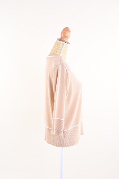 Alternative view of MAGLIA PROFILI A CONTRASTO CON MANICHE A TRE QUARTI