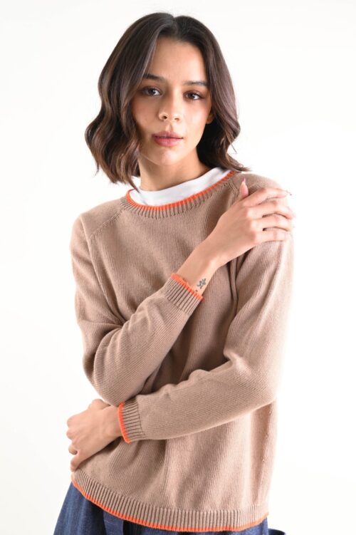 Alternative view of MAGLIONCINO GIROCOLLO CON POLSI E COLLO A CONTRASTO