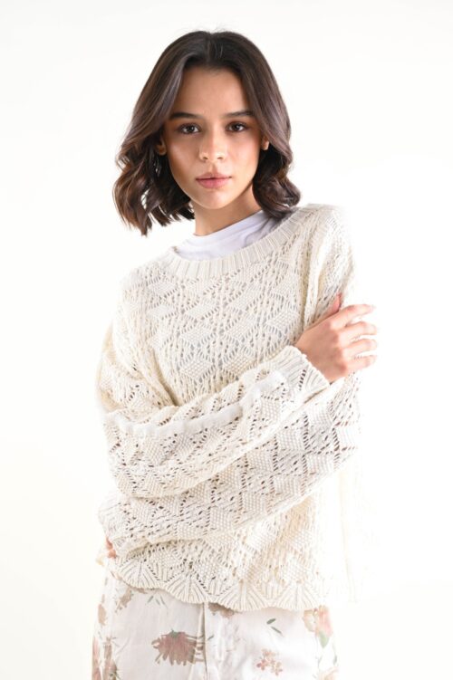 Alternative view of MAGLIONCINO GIROCOLLO LAVORAZIONE TRAFORATA