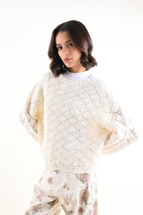 MAGLIONCINO GIROCOLLO LAVORAZIONE TRAFORATA