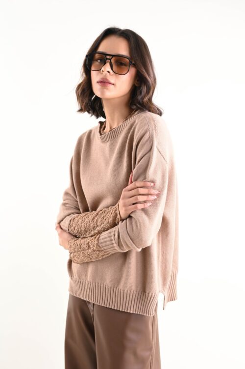 Alternative view of MAGLIONCINO GIROCOLLO CON COLLO POLSI E FONDO A COSTINE