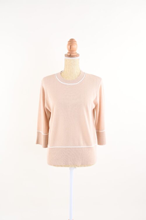 MAGLIA PROFILI A CONTRASTO CON MANICHE A TRE QUARTI