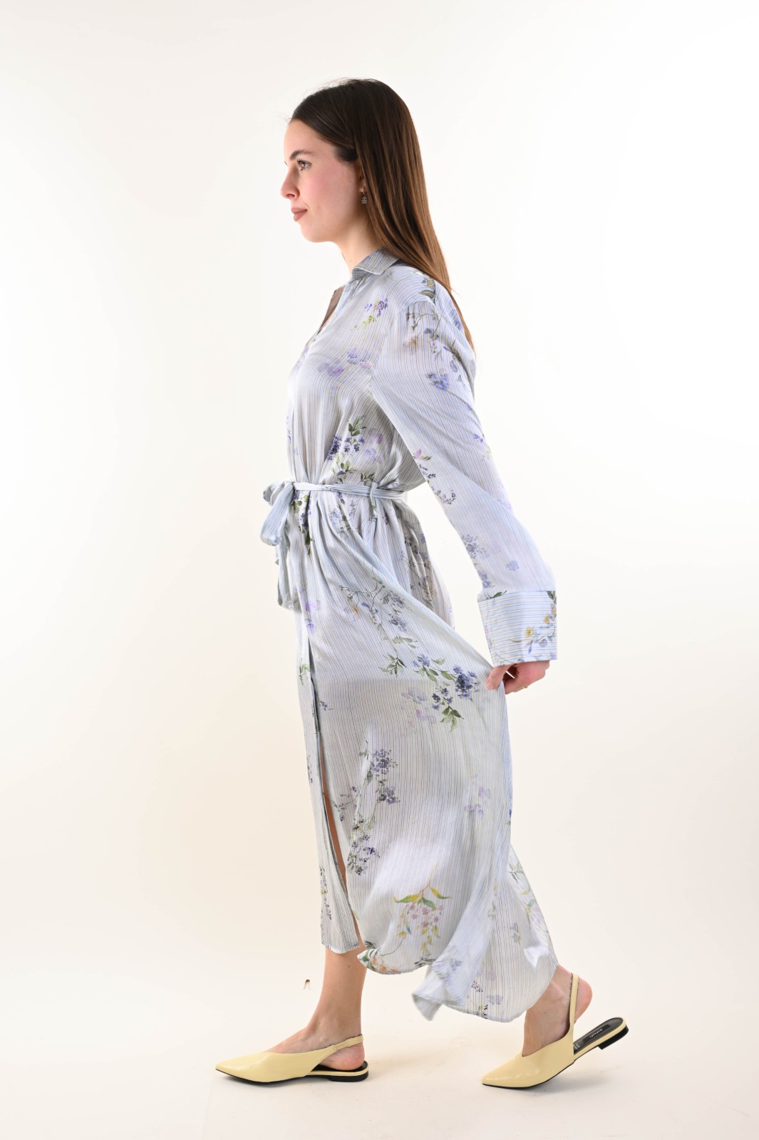 ABITO CHEMISIER A RIGHE FANTASIA FLOREALE - Image 3