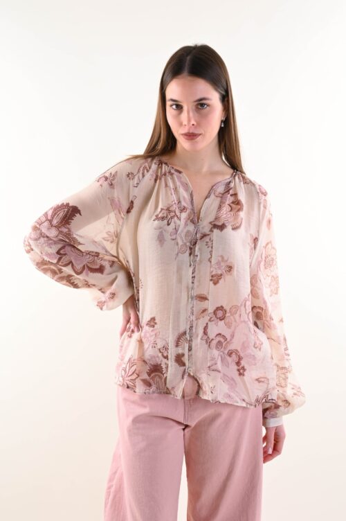 CAMICIA MORBIDA IN TENCEL STAMPA FLOREALE
