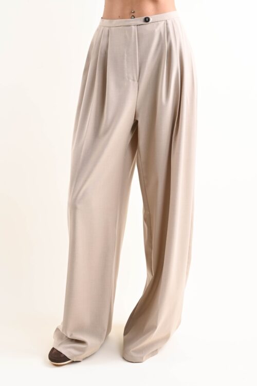 PANTALONI FLUIDI A PALAZZO CON PINCES FRONTALI