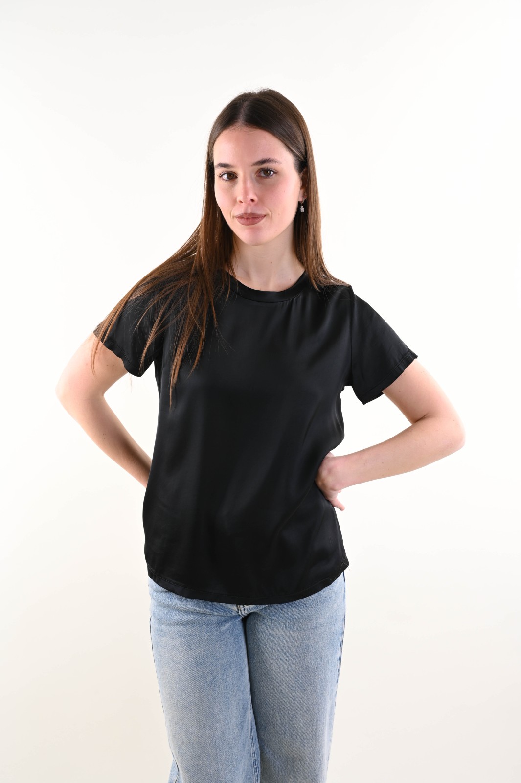 FLG128B-06_NERO T-SHIRT SATIN - Nero, XL