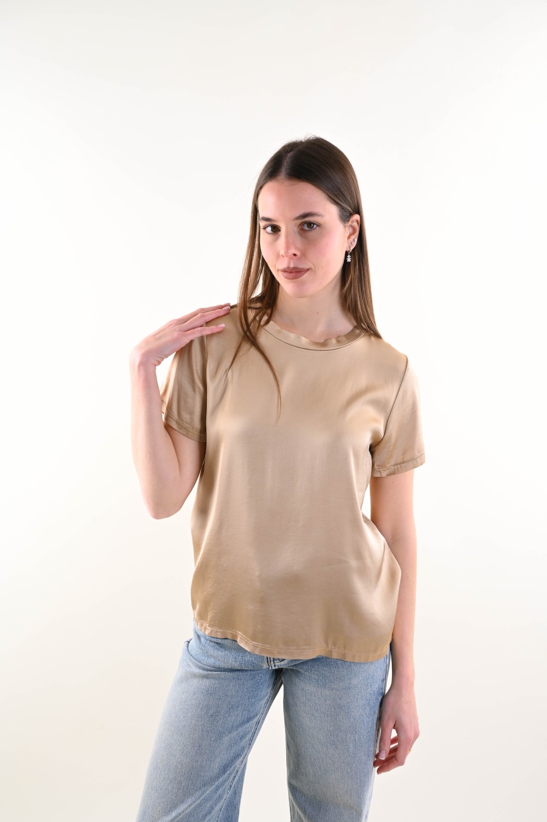 FLG128B-06_SABBIA T-SHIRT SATIN - Sabbia, S