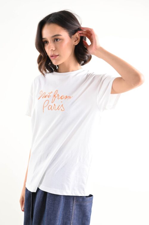 Alternative view of T-SHIRT CON SCRITTA RICAMATA "NOT FROM PARIS"