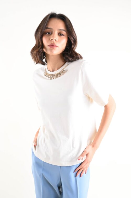 T-SHIRT CON GIROCOLLO GIOIELLO