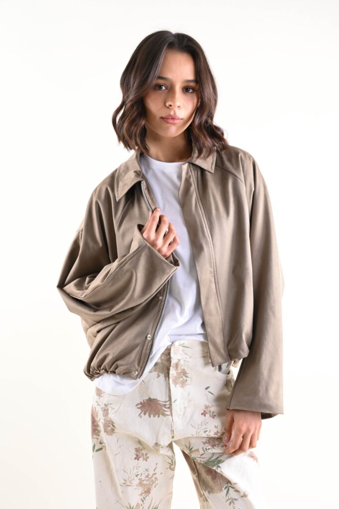 SUEDE JACKET WITH ZIP 