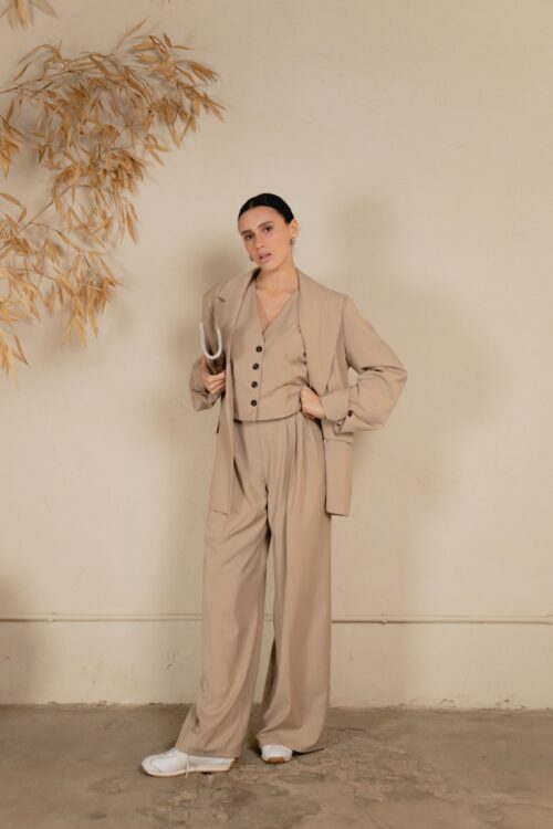 PANTALONI FLUIDI A PALAZZO CON PINCES FRONTALI