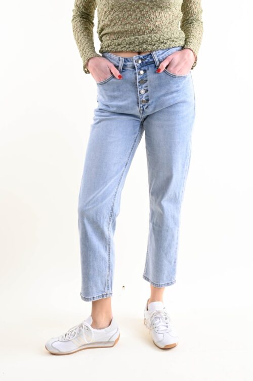 JEANS DONNA A VITA ALTA CON BOTTONI