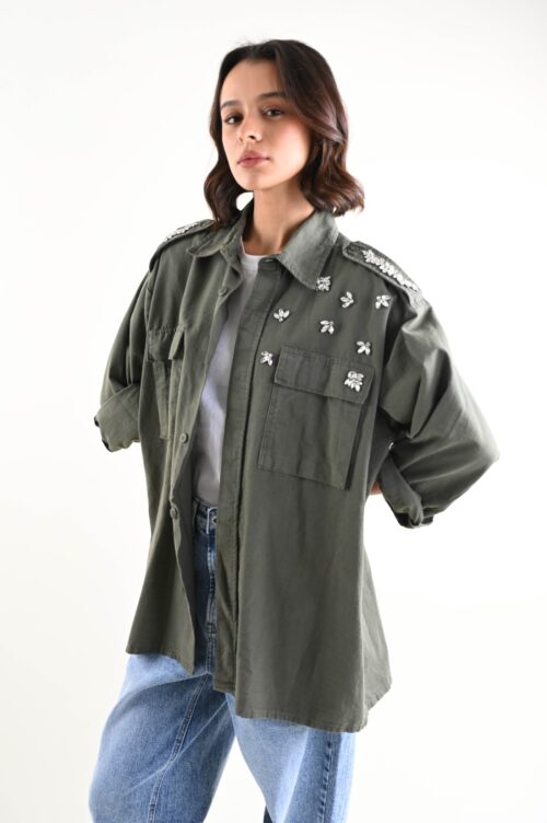 Alternative view of CAMICIA CON APPLICAZIONI GIOIELLO STILE UTILITY