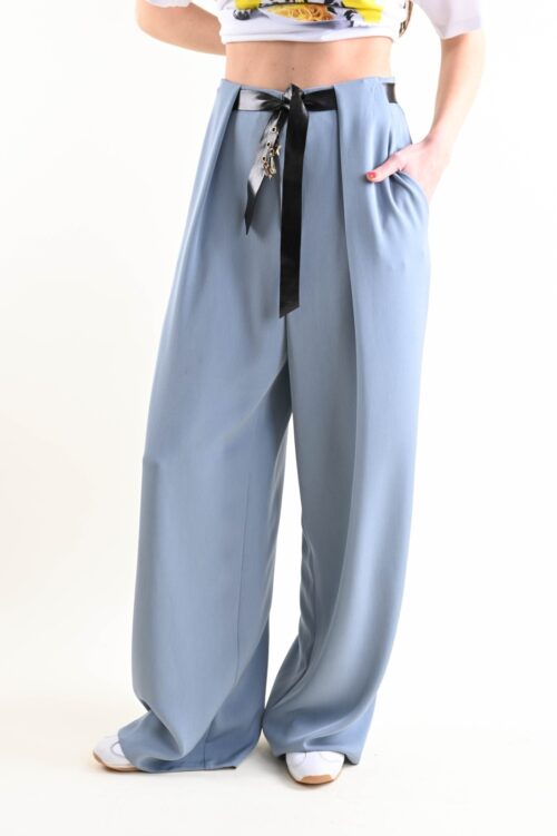 PANTALONI A GAMBA AMPIA CON CINTURA