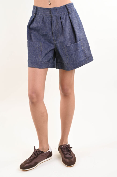 BERMUDA DENIM CON TASCHE FRONTALI