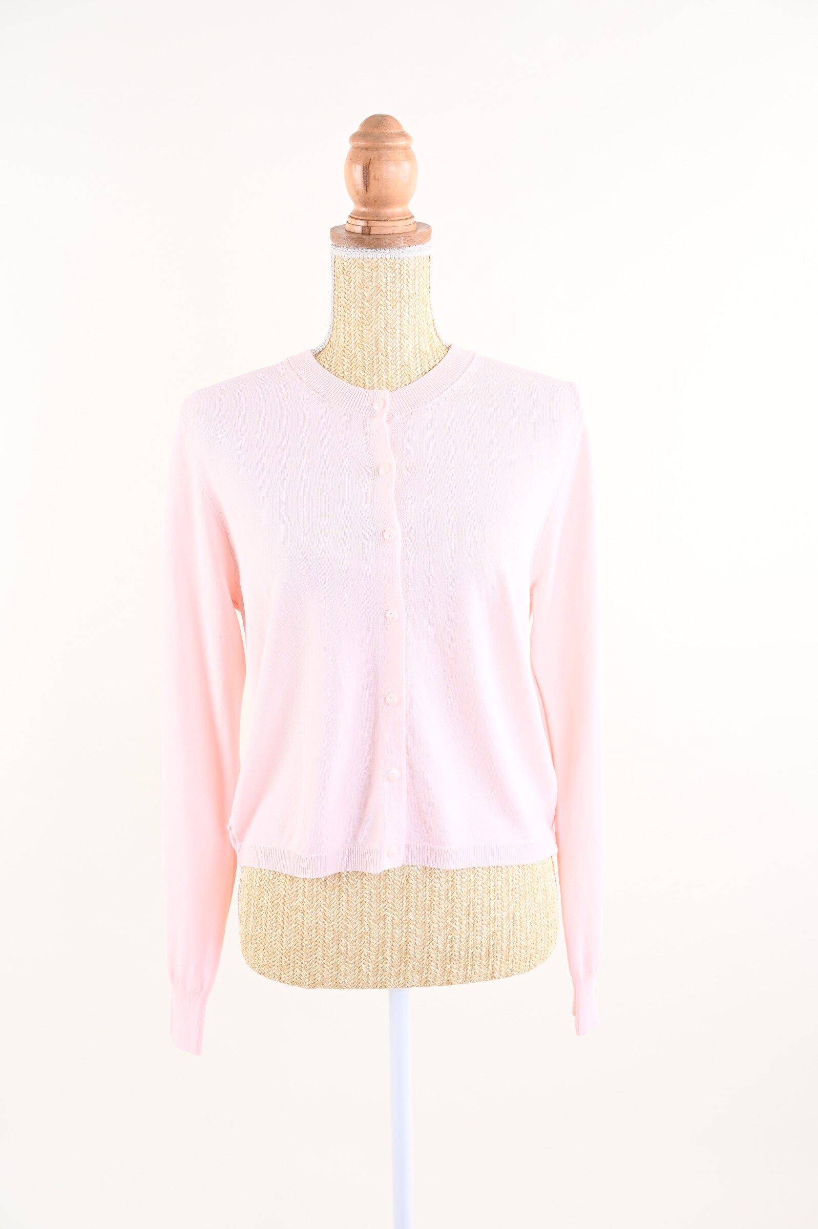 U417-06_ROSA CARDIGAN GIROCOLLO CON CHIUSURA A BOTTONI - Rose, TU